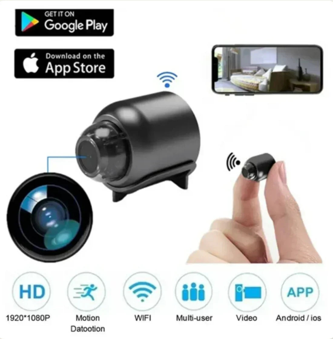 Mini Caméra de Surveillance WiFi 1080p – Vision Nocturne & Détection de Mouvement
