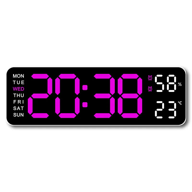 Horloge Murale Digitale 9 Pouces – Heure, Température, Humidité & Réveil