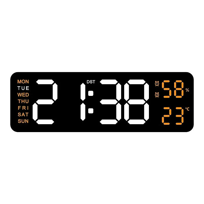 Horloge Murale Digitale 9 Pouces – Heure, Température, Humidité & Réveil