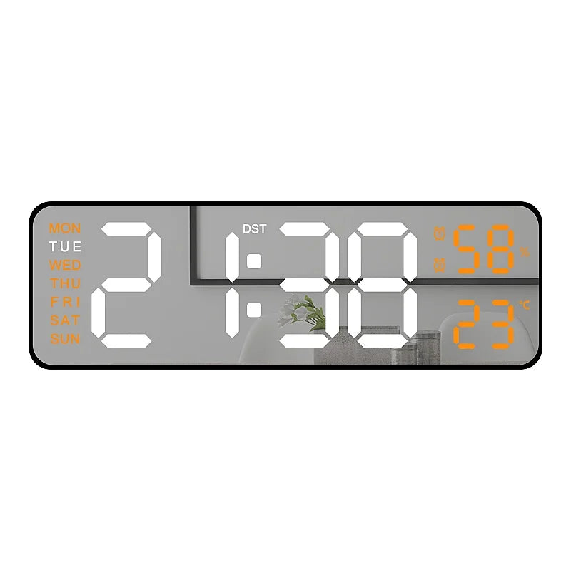 Horloge Murale Digitale 9 Pouces – Heure, Température, Humidité & Réveil