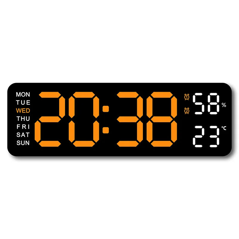 Horloge Murale Digitale 9 Pouces – Heure, Température, Humidité & Réveil