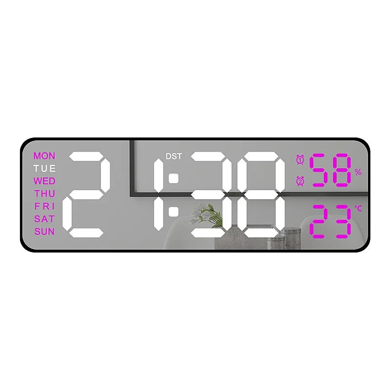 Horloge Murale Digitale 9 Pouces – Heure, Température, Humidité & Réveil