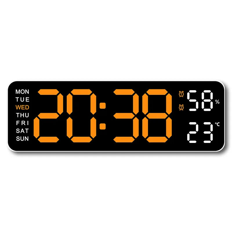 Horloge Murale Digitale 9 Pouces – Heure, Température, Humidité & Réveil