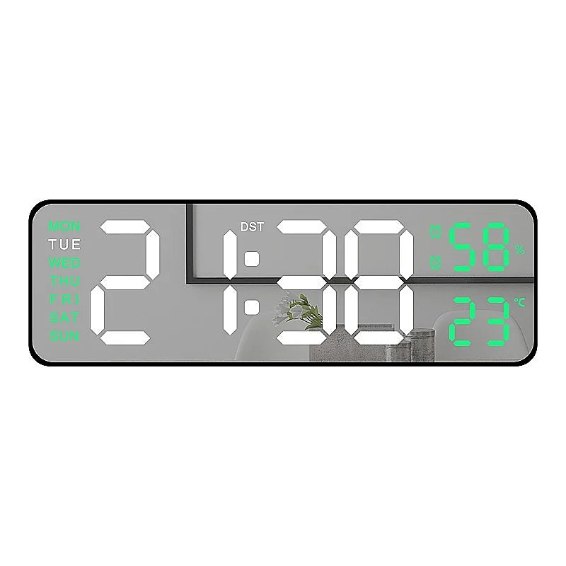 Horloge Murale Digitale 9 Pouces – Heure, Température, Humidité & Réveil