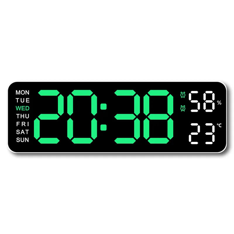 Horloge Murale Digitale 9 Pouces – Heure, Température, Humidité & Réveil