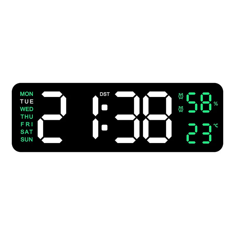 Horloge Murale Digitale 9 Pouces – Heure, Température, Humidité & Réveil