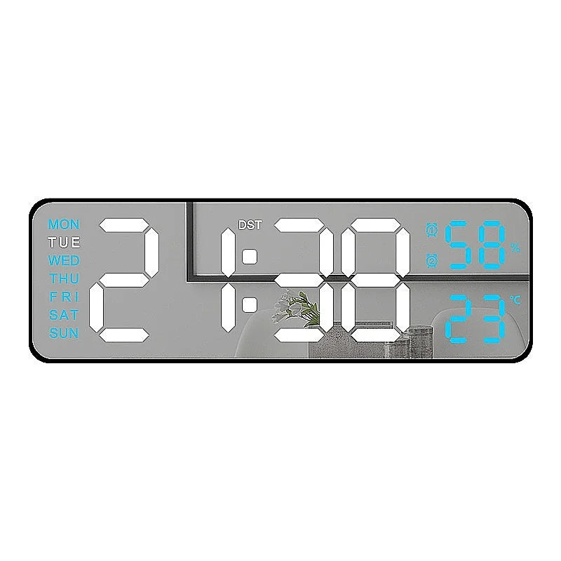 Horloge Murale Digitale 9 Pouces – Heure, Température, Humidité & Réveil