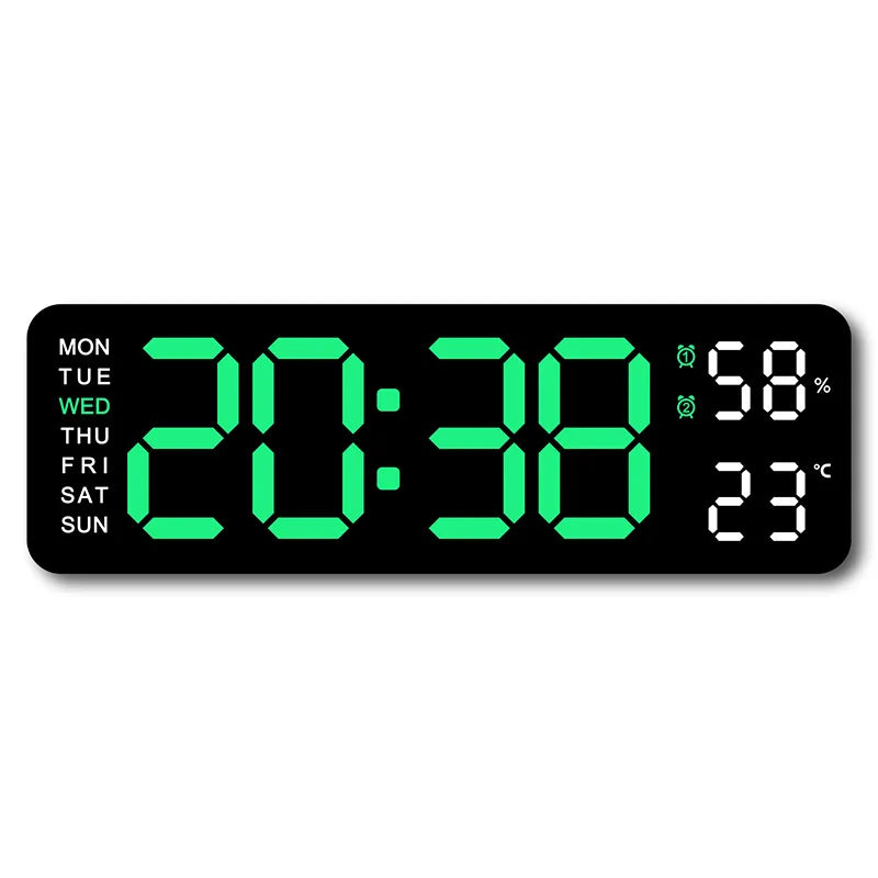 Horloge Murale Digitale 9 Pouces – Heure, Température, Humidité & Réveil