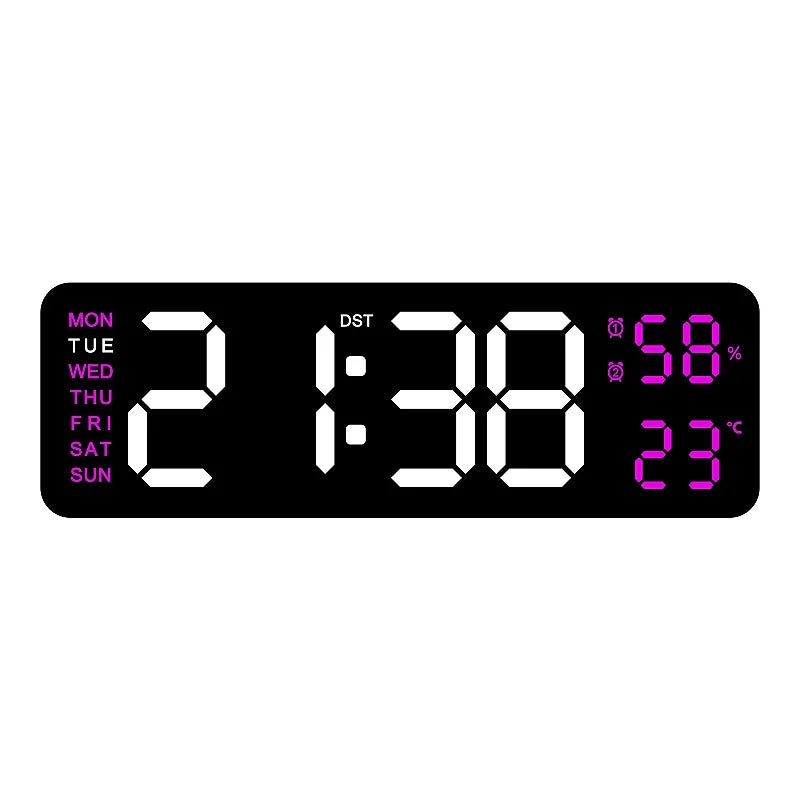 Horloge Murale Digitale 9 Pouces – Heure, Température, Humidité & Réveil