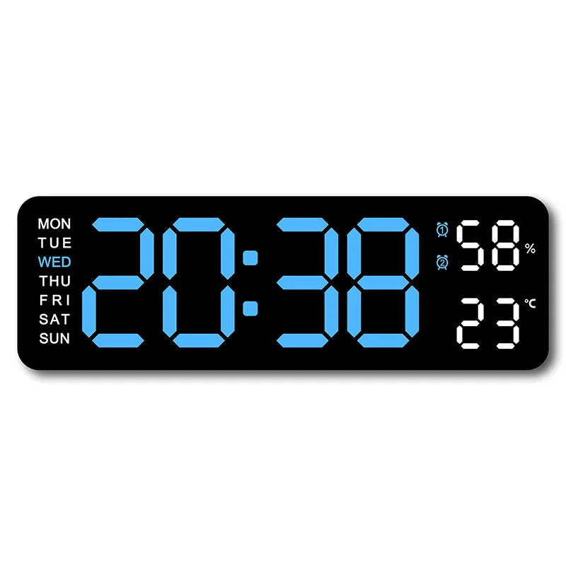 Horloge Murale Digitale 9 Pouces – Heure, Température, Humidité & Réveil