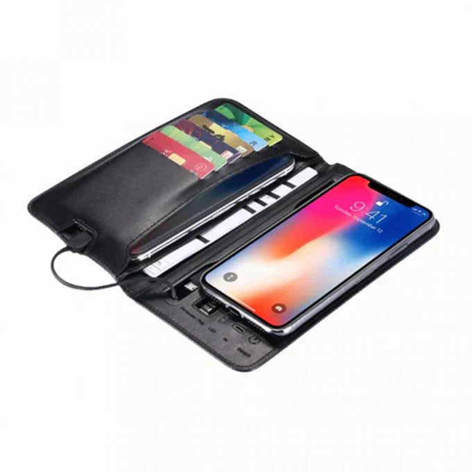 Portefeuille Cuir + Powerbank 6800mAh – Charge Sans Fil Intégrée
